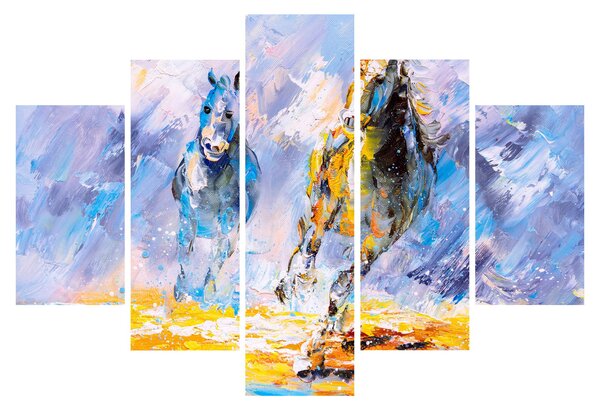 Tablou - Caii alergând, pictură în ulei (150x105 cm)
