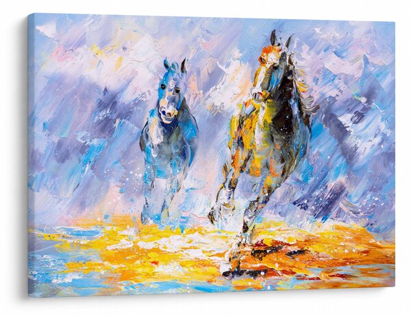 Tablou - Caii alergând, pictură în ulei (70x50 cm)