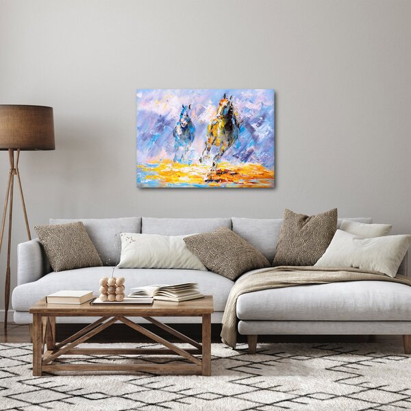 Tablou - Caii alergând, pictură în ulei (70x50 cm)