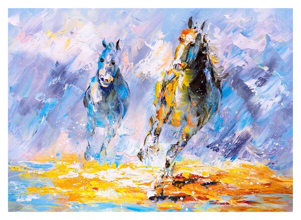 Tablou - Caii alergând, pictură în ulei (70x50 cm)