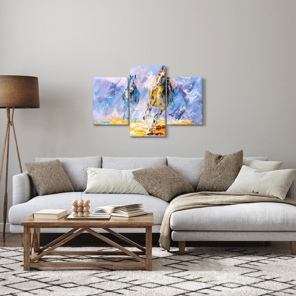Tablou - Caii alergând, pictură în ulei (90x60 cm)