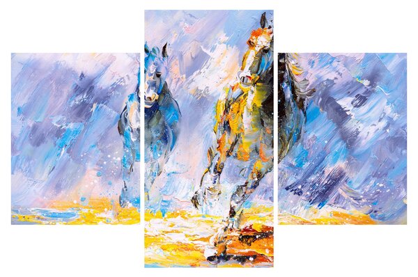 Tablou - Caii alergând, pictură în ulei (90x60 cm)