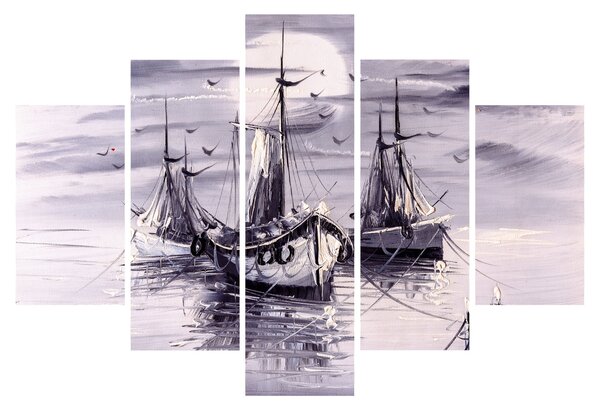 Tablou - Port marin, pictură în ulei (150x105 cm)
