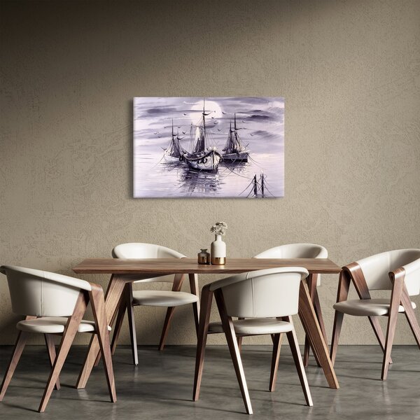 Tablou - Port marin, pictură în ulei (90x60 cm)
