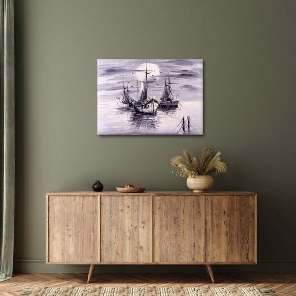 Tablou - Port marin, pictură în ulei (70x50 cm)