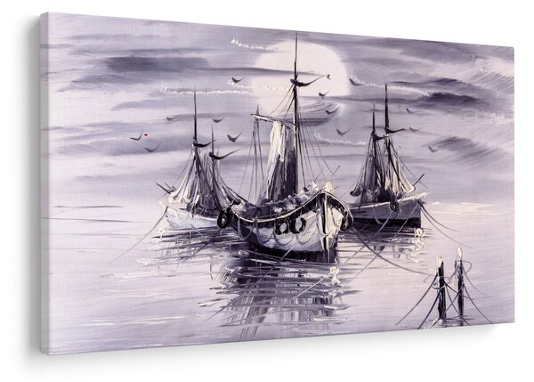 Tablou - Port marin, pictură în ulei (90x60 cm)