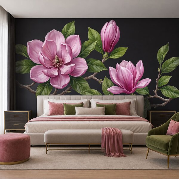 Fototapet Buchet de flori roz cu frunze verzi, Fototapet flori, Fototapet populare, t00725v1 - Tapeko.ro