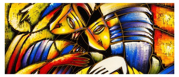 Tablou - Pictură în ulei, îndrăgostiții (120x50 cm)