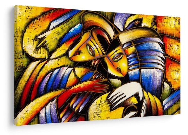 Tablou - Pictură în ulei, îndrăgostiții (90x60 cm)