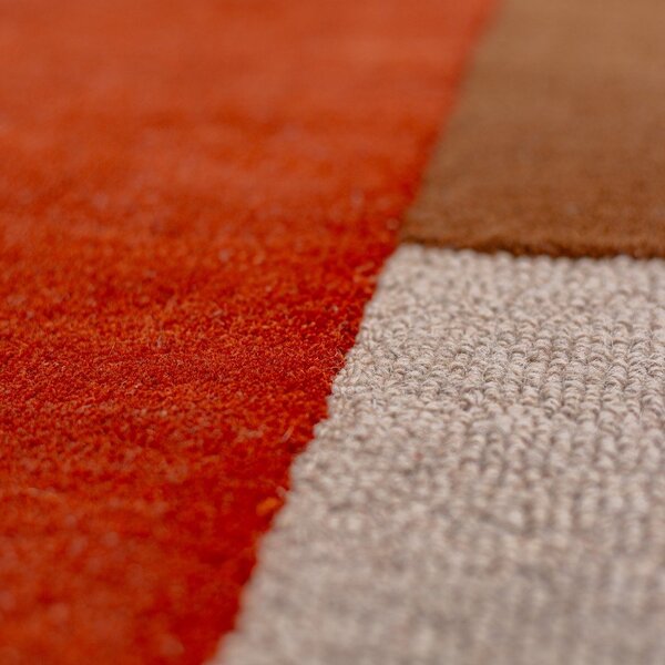 Covor cărămiziu țesut manual, rotund, din lână ø 150 cm Mia Segment – Flair Rugs
