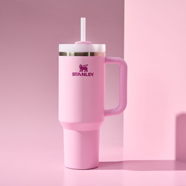 Termos roz cu pai din oțel inoxidabil 1,18 l Quencher H2.0 FlowState Tumbler Cherry Blossom – Stanley