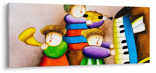 Tablou - Muzicanții, pictură (120x50 cm)