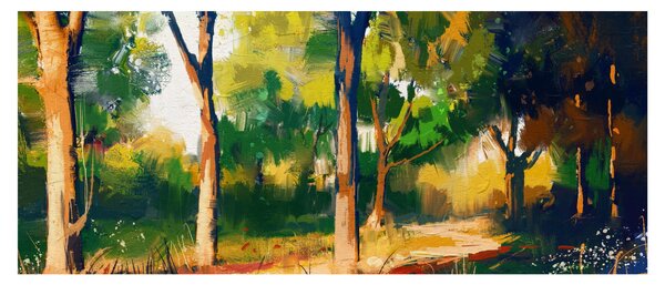 Tablou - Pădure de vară însorită, pictură (120x50 cm)