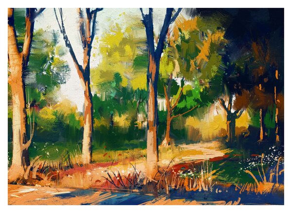 Tablou - Pădure de vară însorită, pictură (70x50 cm)