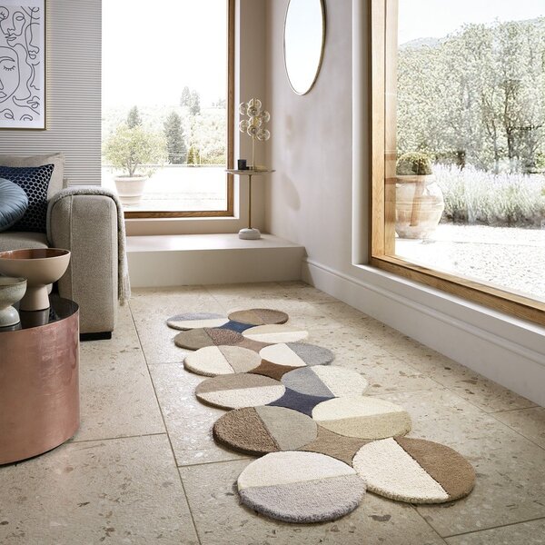 Covor tip traversă grej țesut manual din lână 80x230 cm Mia Ellipse – Flair Rugs