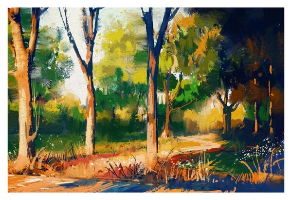 Tablou - Pădure de vară însorită, pictură (90x60 cm)