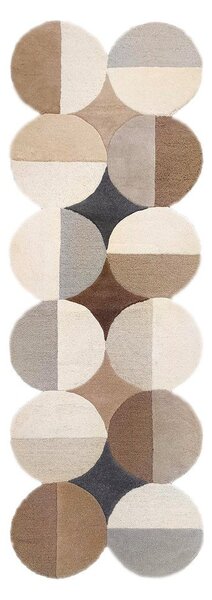 Covor tip traversă grej țesut manual din lână 80x230 cm Mia Ellipse – Flair Rugs