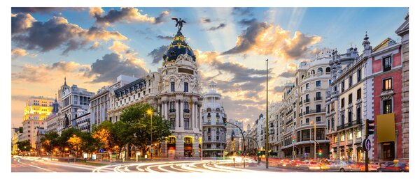 Tablou - Calle Gran Vía, Madrid, Spania (120x50 cm)