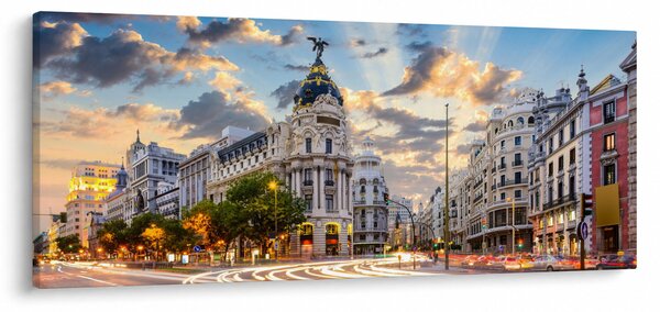 Tablou - Calle Gran Vía, Madrid, Spania (120x50 cm)