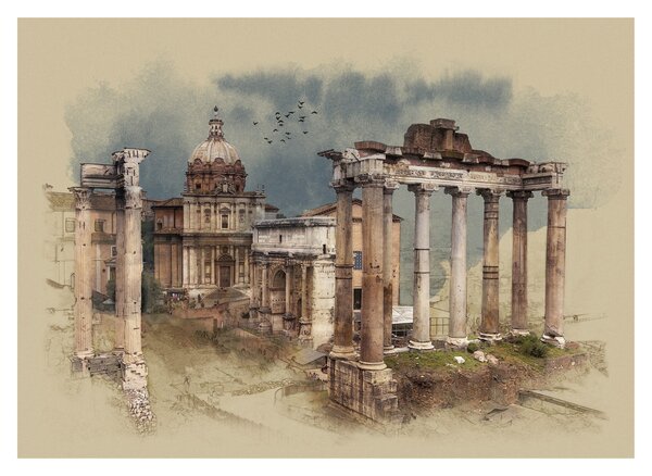 Tablou - Forumul Roman, Roma, Italia (70x50 cm)