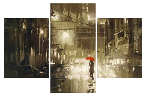 Tablou - Femeie într-o noapte ploioasă (90x60 cm)
