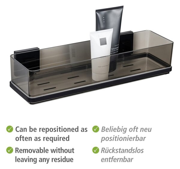 Raft pentru baie negru autoadeziv din plastic Quadro – Wenko