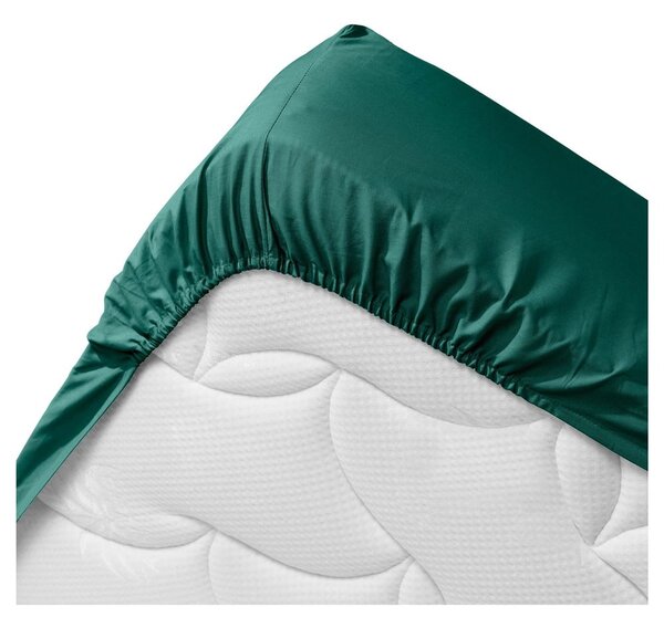 Cearceaf verde din bumbac organic cu elastic 180x200 cm Biolina – douceur d'intérieur