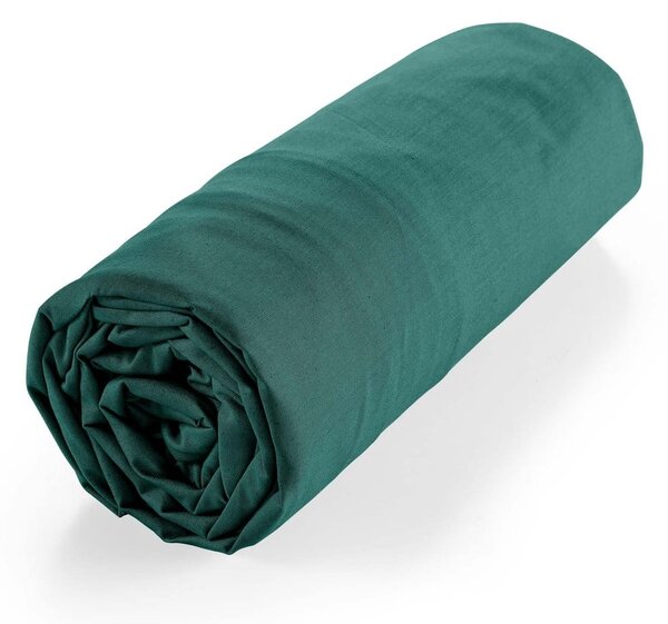 Cearceaf verde din bumbac organic cu elastic 180x200 cm Biolina – douceur d'intérieur