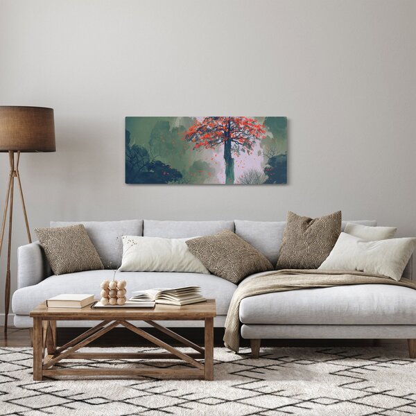 Tablou - Copacul roșu singuratic (120x50 cm)