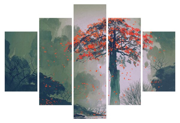 Tablou - Copacul roșu singuratic (150x105 cm)