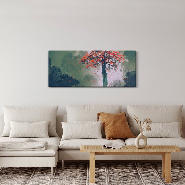 Tablou - Copacul roșu singuratic (120x50 cm)
