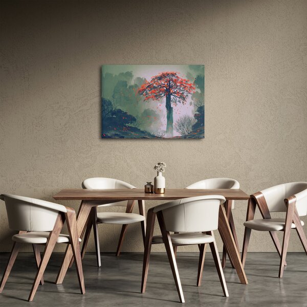 Tablou - Copacul roșu singuratic (70x50 cm)