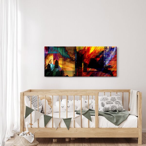 Tablou - Oraș colorat, abstracție (120x50 cm)