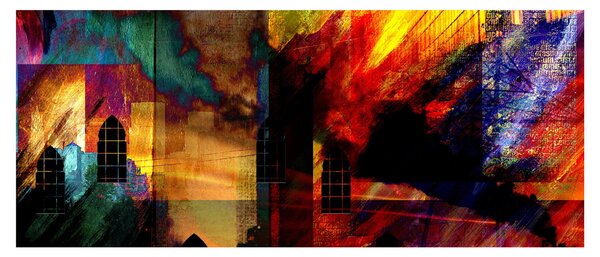 Tablou - Oraș colorat, abstracție (120x50 cm)