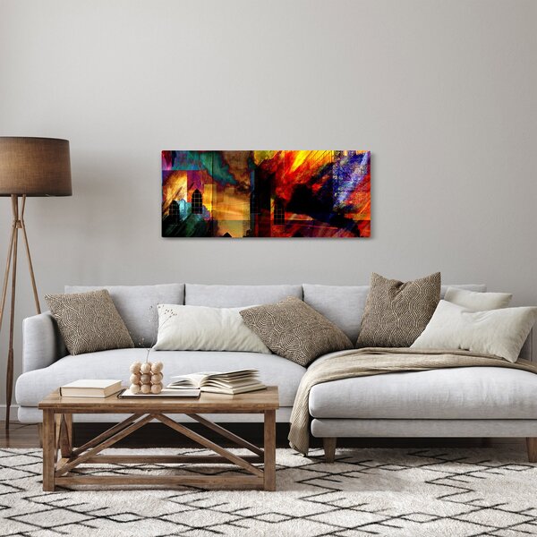 Tablou - Oraș colorat, abstracție (120x50 cm)