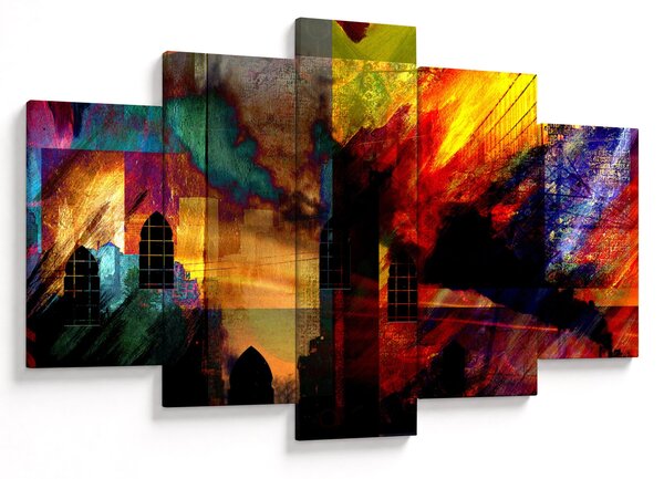 Tablou - Oraș colorat, abstracție (150x105 cm)