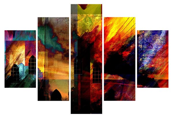 Tablou - Oraș colorat, abstracție (150x105 cm)
