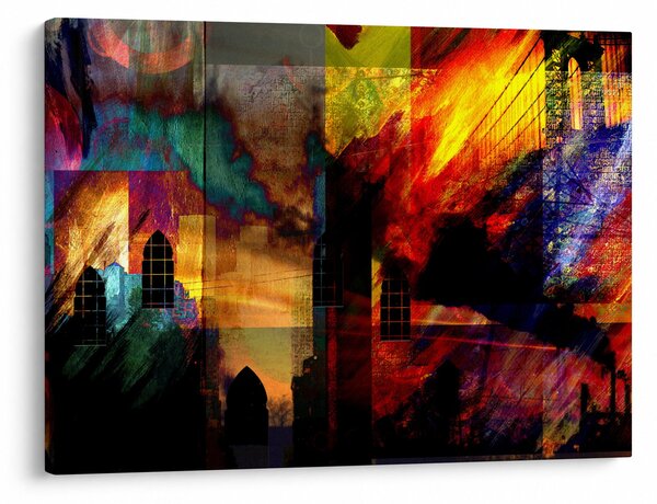 Tablou - Oraș colorat, abstracție (70x50 cm)