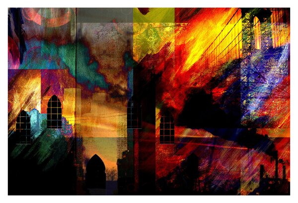 Tablou - Oraș colorat, abstracție (90x60 cm)