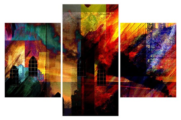 Tablou - Oraș colorat, abstracție (90x60 cm)