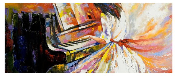 Tablou - Femeia cântând la pian (120x50 cm)