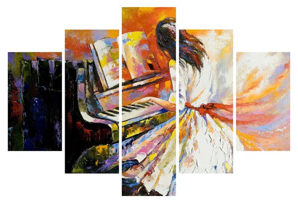 Tablou - Femeia cântând la pian (150x105 cm)