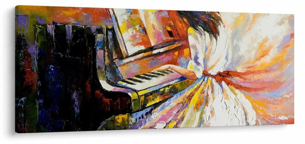Tablou - Femeia cântând la pian (120x50 cm)