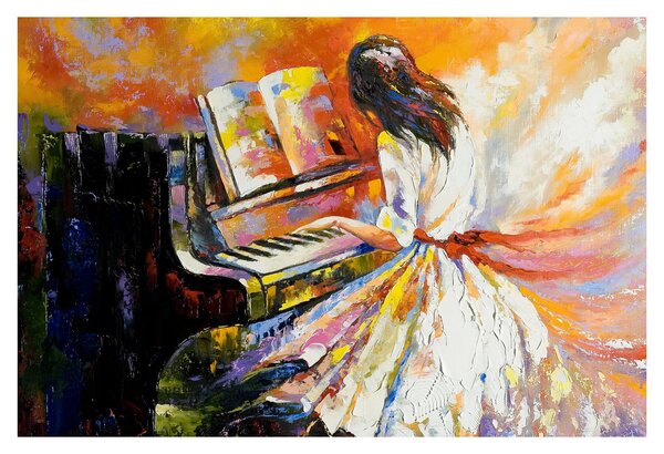 Tablou - Femeia cântând la pian (90x60 cm)