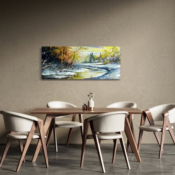 Tablou - Râu de iarnă, pictură în ulei (120x50 cm)