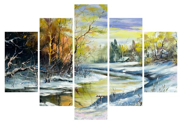 Tablou - Râu de iarnă, pictură în ulei (150x105 cm)