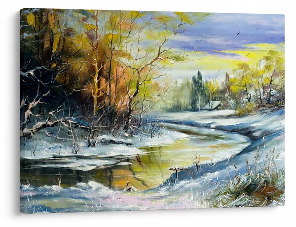 Tablou - Râu de iarnă, pictură în ulei (70x50 cm)