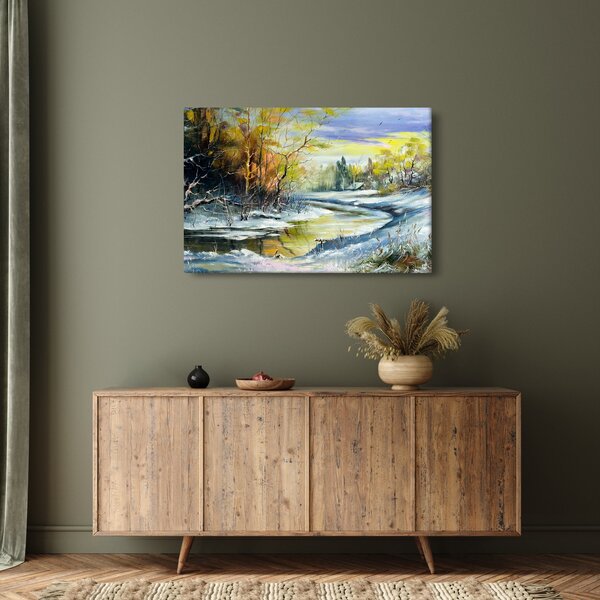Tablou - Râu de iarnă, pictură în ulei (90x60 cm)
