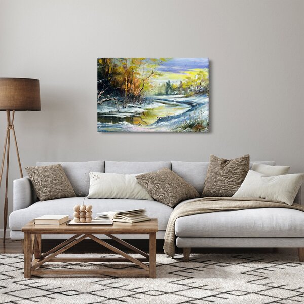 Tablou - Râu de iarnă, pictură în ulei (90x60 cm)