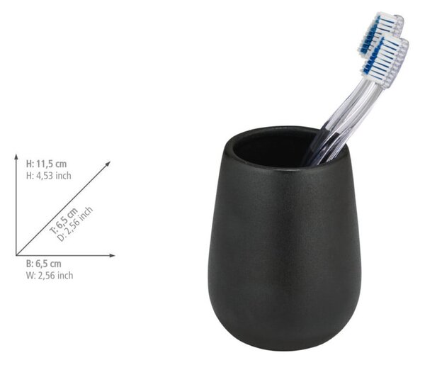 Suport pentru periuța de dinți negru din ceramică Nerno – Wenko